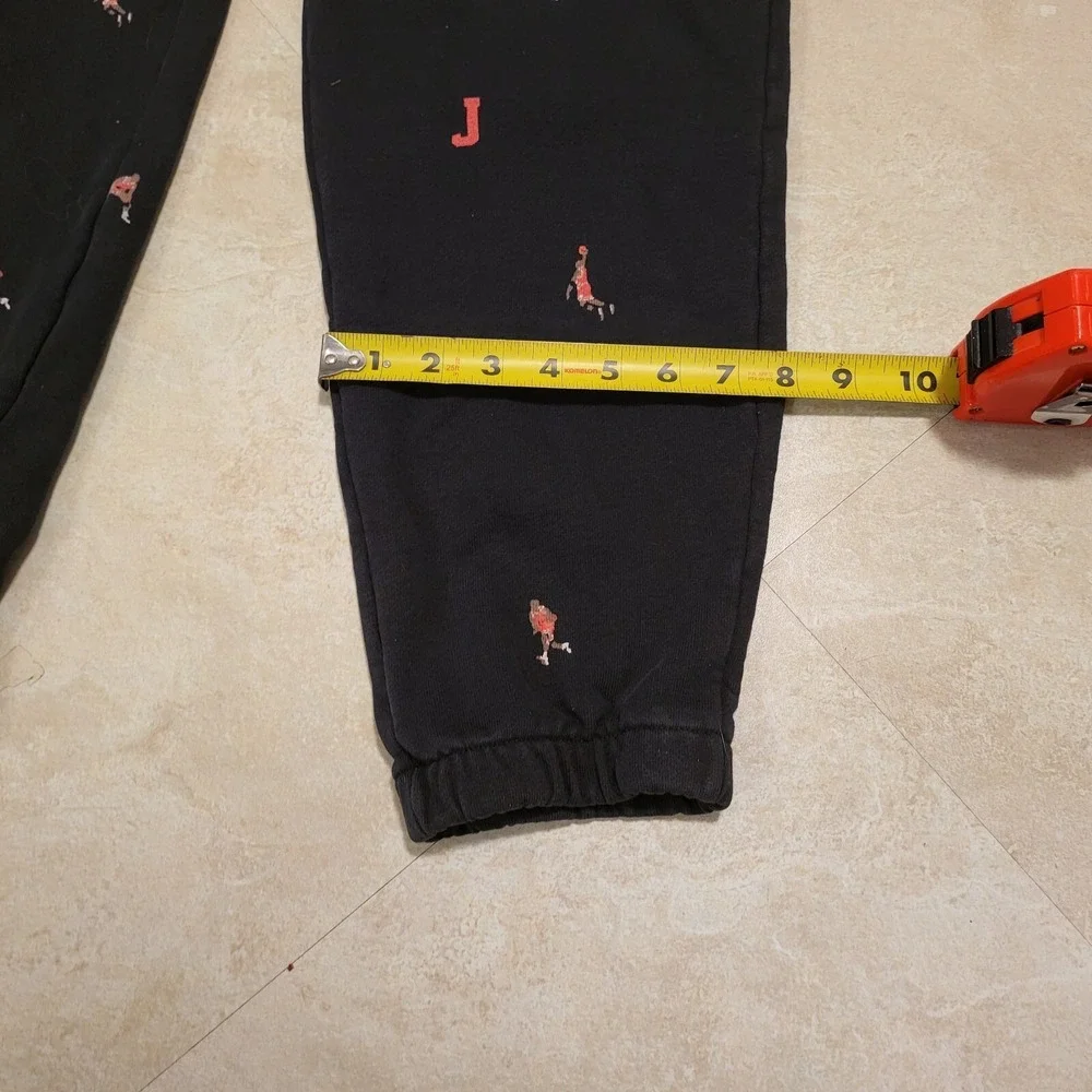 VTG Nike Air Jordan Mens M Medium All Over‎ Print Jumpman AOP Black Sweatpants